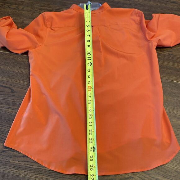 Chaps Women’s Size Large Orange Gold Button Up Shirt 2 Pocket - Picture 10 of 10
